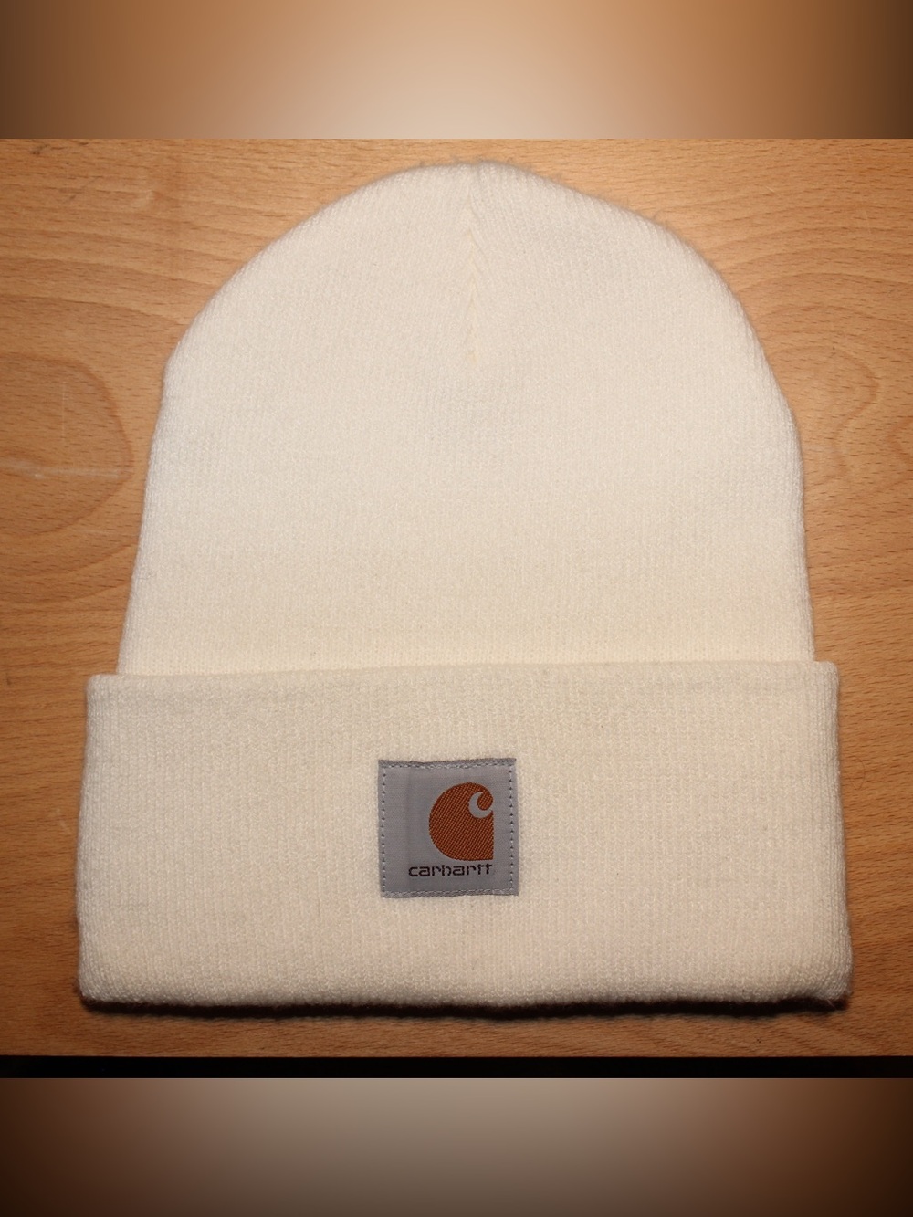Carhartt Ivory Knit Beanie with Logo Patch